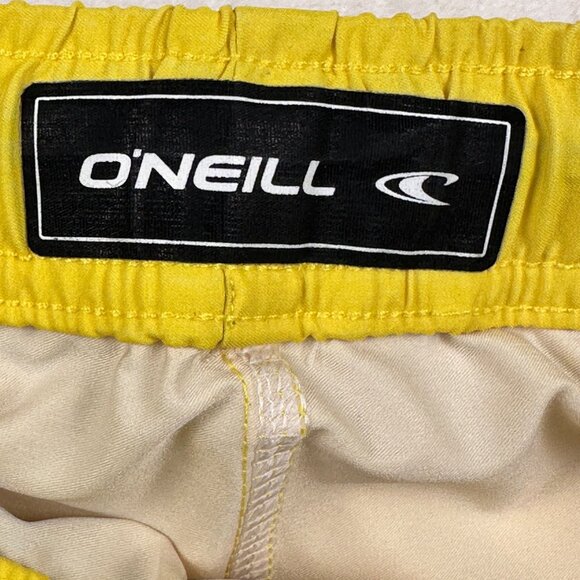 ONeill Mens XL Yellow & Blue Striped BoardShorts Sustainable Swimwear - Picture 4 of 11